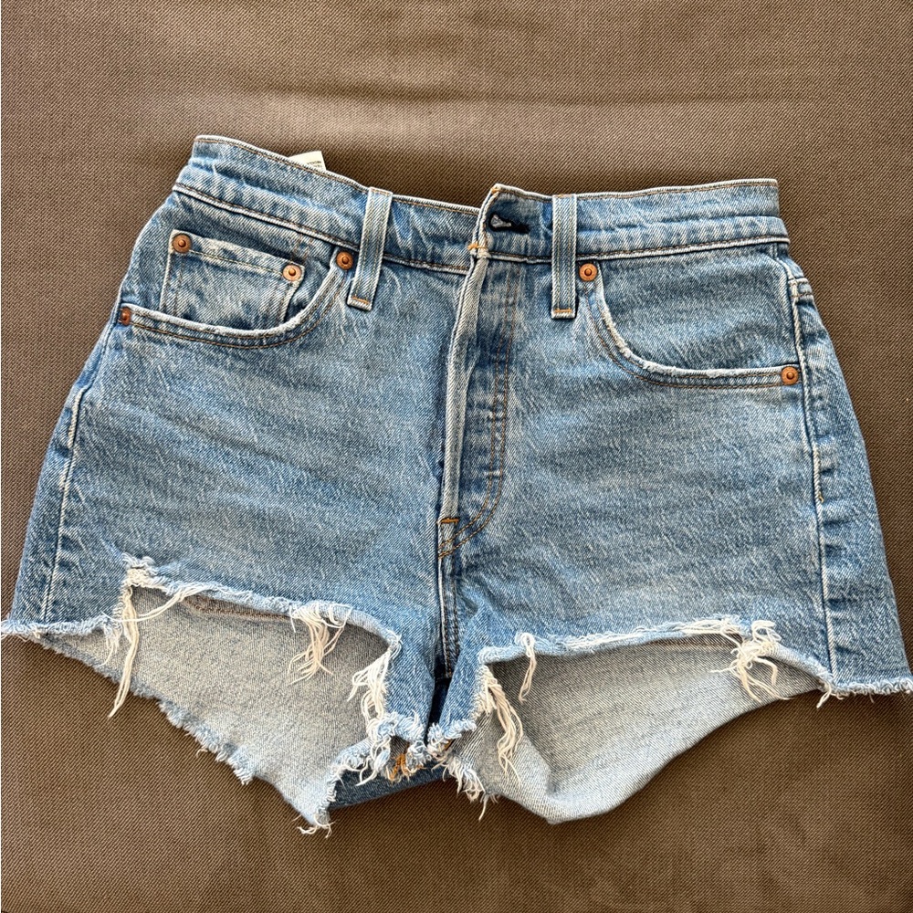Levi’s 501 High-Waisted Distressed Denim Shorts